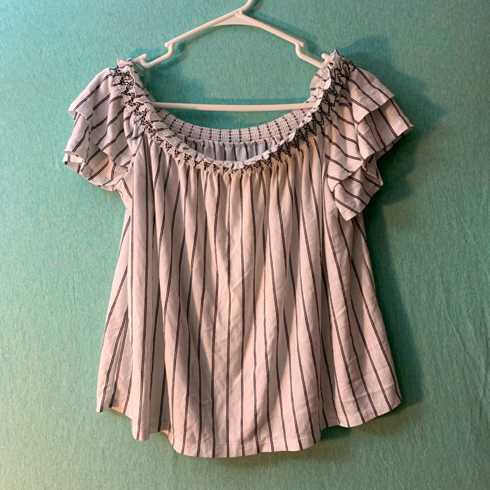 American Eagle Striped Off the Shoulder Blouse
